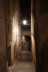Fototapeta na wymiar Perugia, historic city of Umbria, Italy, by night