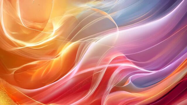 Abstract background with red and orange wavy lines. Vector illustration.
