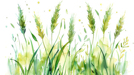 Celiac Disease Awareness Month, wheat spikelets isolated on white background, Gluten Free Day, watercolor art, may month, 13 september 