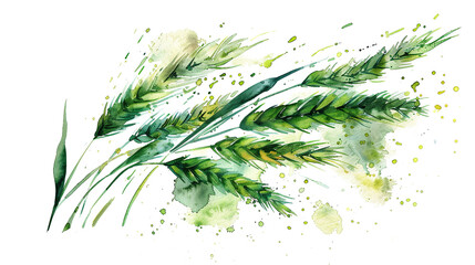 Celiac Disease Awareness Month, wheat spikelets isolated on white background, Gluten Free Day, watercolor art, may month, 13 september  - obrazy, fototapety, plakaty