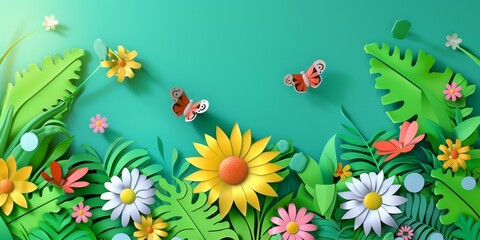 KS Random cute beautiful summer paper cut style pictures