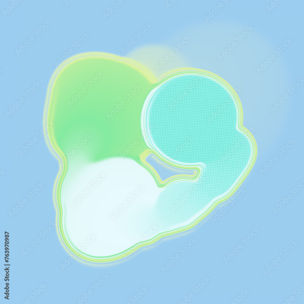Poster 3d rendering digital illustration of an abstract organic shape consisting of a series of interlocking lines and curves