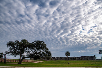 Castillo de San Marcos Fort in St. Augustine, FL with cloudscape