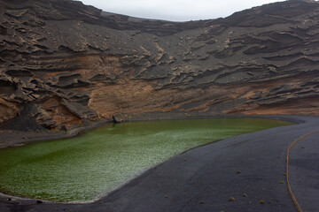 green natural lake in Lanzarote