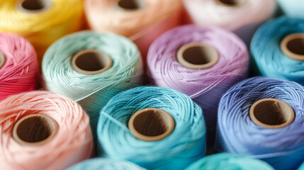 Colorful spools of threads. 