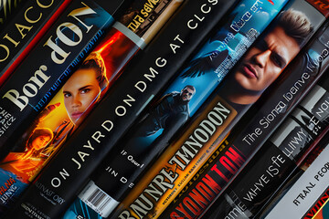 Thrilling Array of Robert Ludlum's Jason Bourne Series in a Stock Photo: Espionage and Action Galore