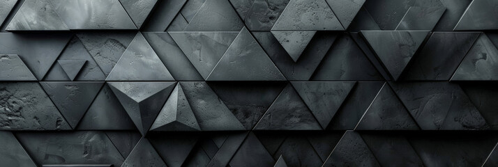 3d black diamond pattern abstract wallpaper on dark background, Digital black geometric triangular gradient shapes textured graphics poster background - obrazy, fototapety, plakaty