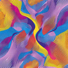 Distorted abstract background. 3D Wavy mesh. Geometric dynamic wave. Contemporary digital optical art. Optic illusion of surface distortion