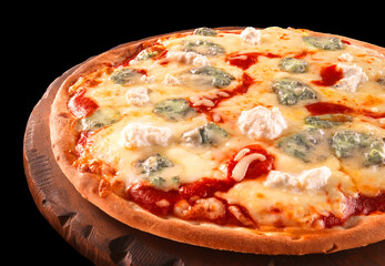 Pizza 4 Käse, Käsepizza, Pizza, Gorgonzola, isoliert, 