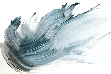 Blue acrylic paint brush stroke on white background,  Abstract art hand painted texture - obrazy, fototapety, plakaty
