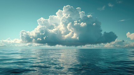 small white cloud floating above the ocean, Blue sky with white cloud and sea surface. generative AI