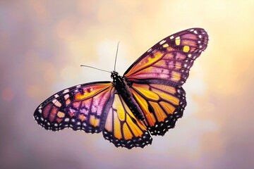 Fototapeta na wymiar Beautiful monarch butterfly, Danaus plexippus, on colorful background