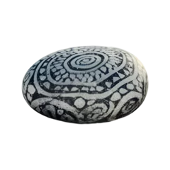 Foto auf Acrylglas  A lone pebble with intricate patterns on a transparent background © MistoGraphy