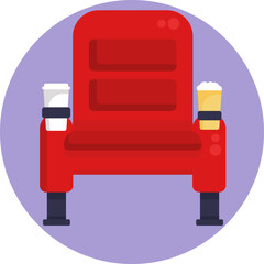 Cinema Seats Icon: Relax in plush, cushioned seats designed for ultimate movie-watching comfort.