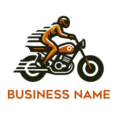 racer guy on a motorbike logo template, modern and unique logo