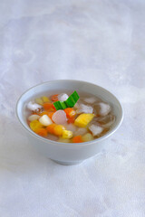 fruit ice, sweet dessert in bowl, es buah