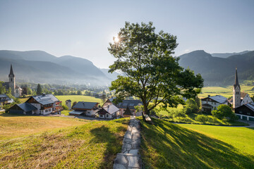 Blick vom Kalvarienberg auf Gosau, Salzkammergut, Oberösterreich, Österreich