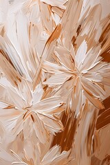 Abstract oil painting  features impressionist neutral foliage in a starburst , artwork for wall art, home decor and background  - obrazy, fototapety, plakaty