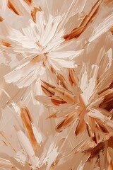 Abstract oil painting  features impressionist neutral foliage in a starburst , artwork for wall art, home decor and background  - obrazy, fototapety, plakaty