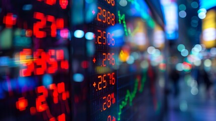 a close-up of a stock market display
