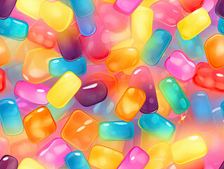 Fototapeta na wymiar Seamless background of colorful jelly candies or lollipops.