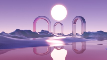 Obraz na płótnie Canvas Dawning Tranquility: Arches Rising from a Liquid Dreamscape