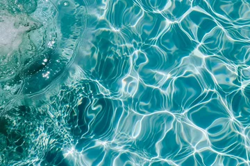 Foto op Aluminium Abstract background of blue water in a pool with ripples and waves © Cuong