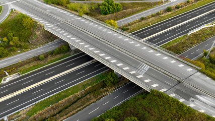 Aerial view of an Italian motorway intersection

