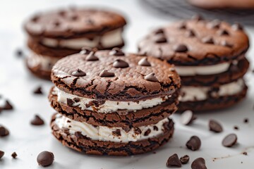 Delicious handmade ice cream sandwiches with rich chocolate chips