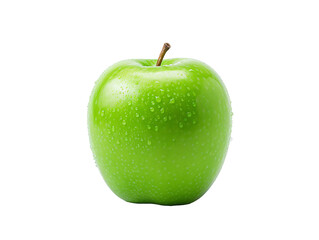 a green apple with water drops on it