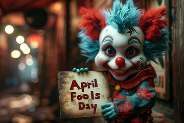 A 3d Joker Character celebrating April Fools Day Concept. - obrazy, fototapety, plakaty