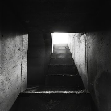 a staircase leading to a light