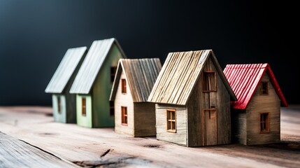 a row of small wooden houses