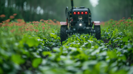 Agricultural robot working in agricultural field.