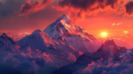 Gordijnen Mountain Sunset Meditation © Custom Media