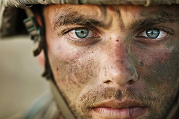 United States soldier face, Memorial Day. - obrazy, fototapety, plakaty