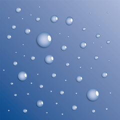 Water drops on blue background. Vector illustration.