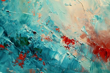 Abstract background with blue and red paint splashes,  Closeup - obrazy, fototapety, plakaty