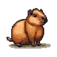 Sweet Capybara. Isolated on a solid background. Illustration in pixel style