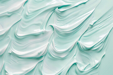 Moisturizing texture in a creamy, wave-like texture on a light pastel background - obrazy, fototapety, plakaty