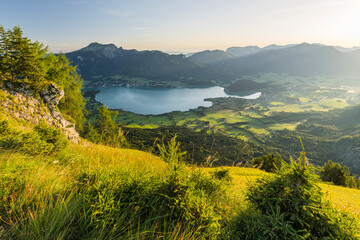 Blick von der Bleckwand, Wolfgangsee, Salzkammergut, Salzburg, Österreich