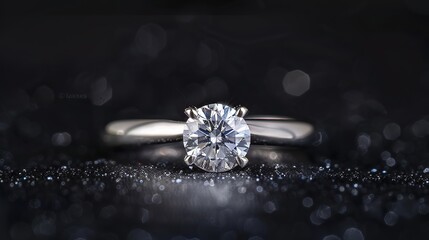 Diamond ring portrait. Concept of expensive jewelry, diamonds, gemstones for your lifestyle