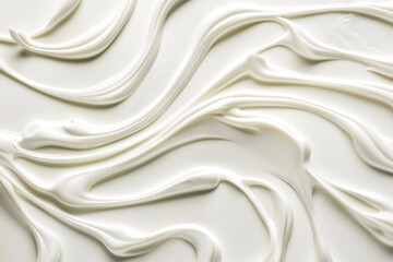 Moisturizing texture in a creamy, wave-like texture on a light pastel background - obrazy, fototapety, plakaty
