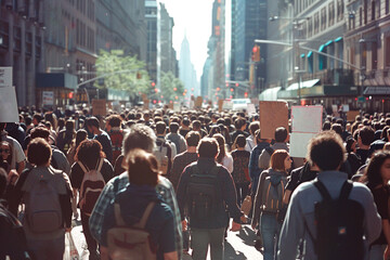 Protesters on the street global strike for change	