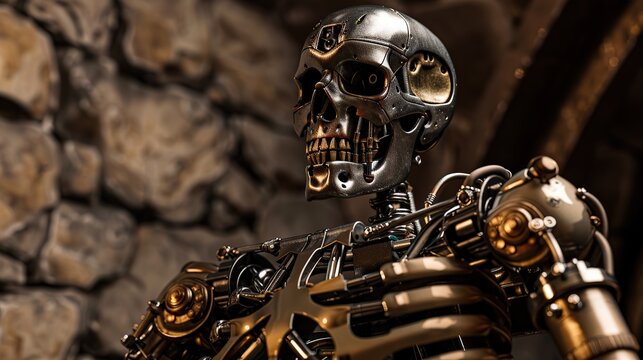 human skeleton robot. Futuristic illustration. Future concept. Generative AI