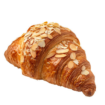 recommend clip art: Almond croissant isolated on white transparent background, ultra realistic, PNG