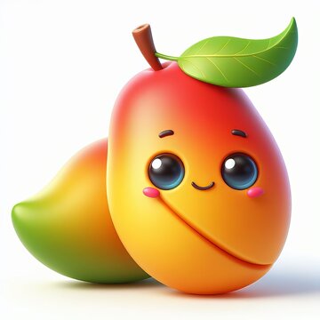 Background of a 3D Cute mango character. World emoji day 3d render. World smile day emojis. Mental health assessment, world mental health day concept.