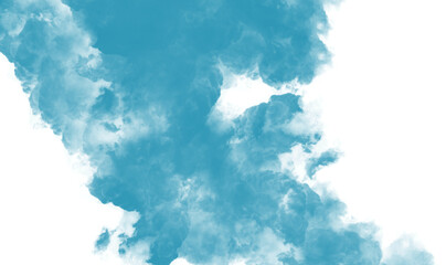 Blue smoke texture on white  background