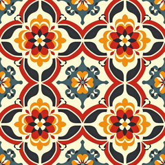 abstract seamless pattern ornament, old tile floor