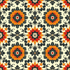 Fototapeta na wymiar abstract seamless pattern ornament, old tile floor